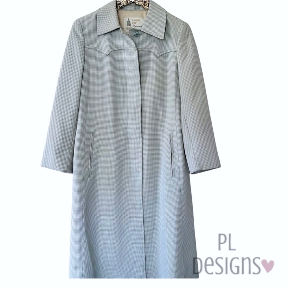 Vintage London Fog Mainstay Coat Blue Khaki Cream Tweed Women's RARE FIND 10